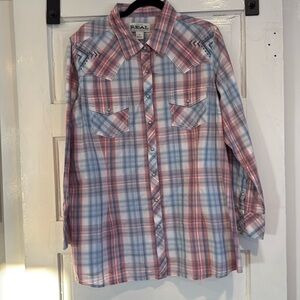 Ariat R-E-A-L multi colored pearl snap western long sleeve shirt